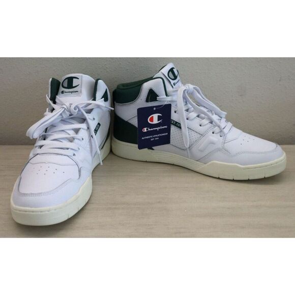 Champion Men's Sz 11.5M White/Green/Chalk 5 On 5 Hi Casual Sneakers Shoes - Picture 2 of 12